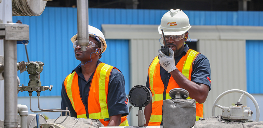 FIPL engineers working on the plant