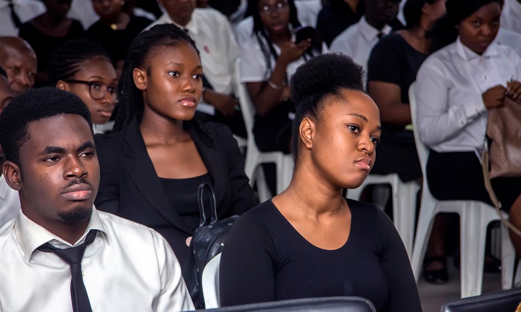 Students during the keynote address