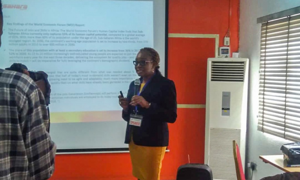 Ivie Imasogie-Adigun, Group Head, Human Resources, Sahara Group delivering speech during The Lagos ATD 2019 Preview Workshop